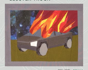 Cluster Truck | FPP Quilt Pattern | Truck on Fire | Instant PDF Download | Foundation Paper Piecing