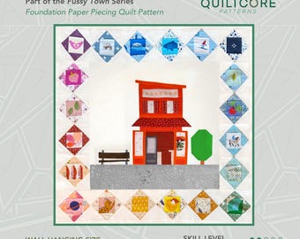 Orange Building | FPP Quilt Pattern | Instant PDF download | Foundation Paper Piecing | Fussy Town Series