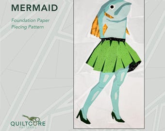 Reverse Mermaid - Tuna | FPP Quilt Pattern | Instant PDF download | Foundation Paper Piecing | Quilting Pattern
