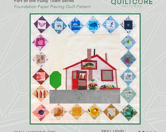 Red Building | FPP Quilt Pattern | Instant PDF download | Foundation Paper Piecing | Fussy Town Series