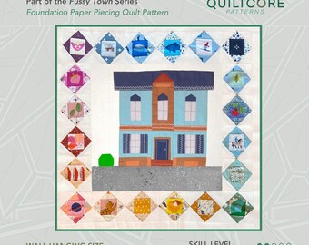 Brick Building | FPP Quilt Pattern | Instant PDF download | Foundation Paper Piecing | Fussy Town Series
