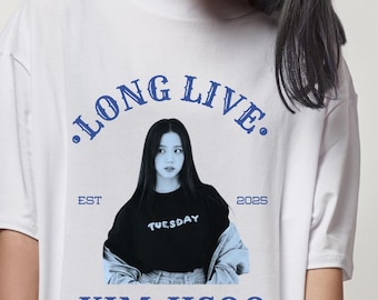 Camiseta unisex de estilo suave de Kim Jisoo, ropa informal relajada, regalo para fanáticos del K-Pop, camiseta gráfica de moda, atuendo diario cómodo, camisa Jisoo, rosa