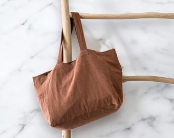 Linen Shopping Bag, Reusable Linen Tote Bag, Linen Travel Bag, Handmade Gift Idea,Linen tote bag, large market bag, linen beach bag