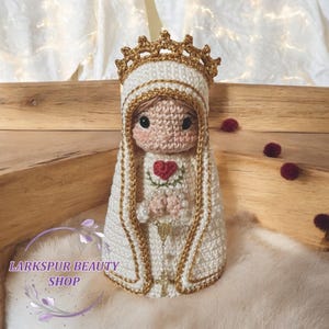 Our Lady of Fatima Crochet, Sacred Heart Mary, Handmade Crochet Virgin Mary, Blessed Virgin Mary, Gifts for Mom, Catholic Christmas Gifts