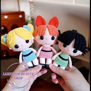 The Power Girls Crochet Doll, Handmade The Powerpuff Girls Amigurumi Set, Super Hero Girl Crochet, Birthday Gift, Custom Doll