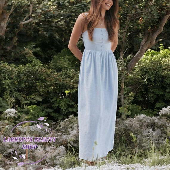 chinese dress ladies Button Up Maxi Dress Sleeveless Linen Dress 'Isabella' main image 0