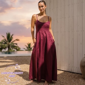 Red Fit and Flare Maxi Dress - Etsy