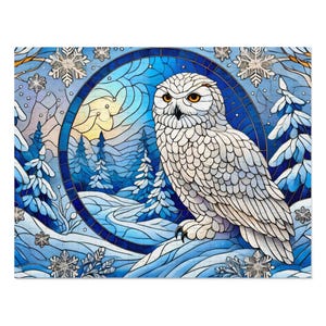 Stained Glass  Jigsaw Puzzle white owl（252, 500, 1000,2000-Piece)(decorative puzzle ,Artistic puzzles,Puzzle Lovers gift, Gifts for friends)