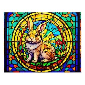 Stained Glass  Jigsaw Puzzle Rabbit（252, 500, 1000,2000-Piece)(decorative puzzle ,Artistic puzzles,Puzzle Lovers gift, Gifts for friends)
