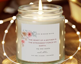 Heart of a Mother Scented Candle, Coconut Apricot Wax, Perfect for Gifts, Home Decor, Relaxation, Mother's Day, Aromatherapy