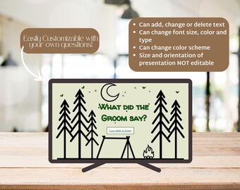 What Did the Groom Say? Bachelorette Game - Camp themed Canva Presentation Template