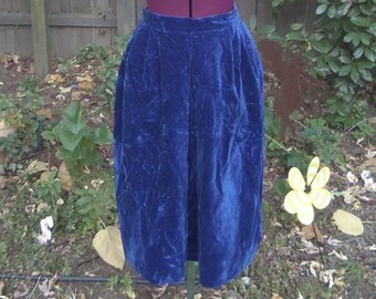 Crushed Velvet Skirt Blue Velvet Skirt Midi Skirt Vintage 1970s Velvet Skirt Cobalt Blue Jones New York Size 12