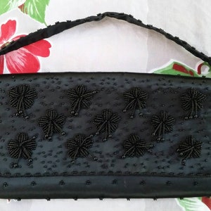 La Regale Handbag Black Beaded Evening Bag Black Beaded Handbag Black Clutch Hong Kong Vintage