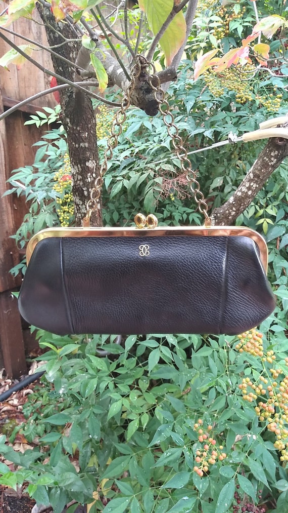 Vintage Black Leather Handbag Black Leather Clutch