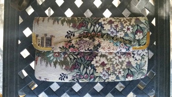 Shabby Chic 1980s Tapestry Purse Tapestry Clutch … - image 3