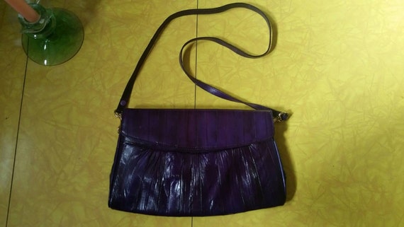 Eel Skin Purse 1970s Purse Purple Purse 70s Purse