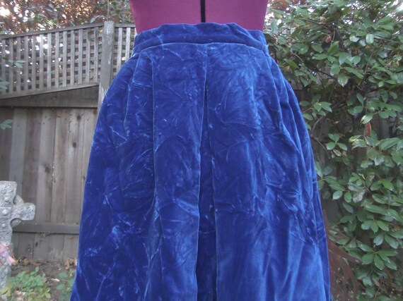 Crushed Velvet Skirt Blue Velvet Skirt Midi Skirt… - image 3