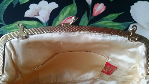 Gold Beaded Handbag Gold Beaded Clutch Plastic Be… - image 5