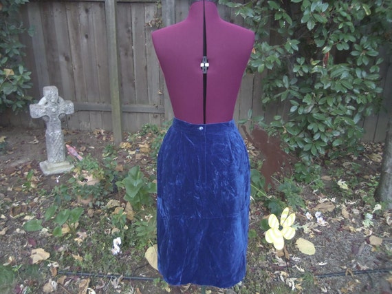 Crushed Velvet Skirt Blue Velvet Skirt Midi Skirt… - image 2