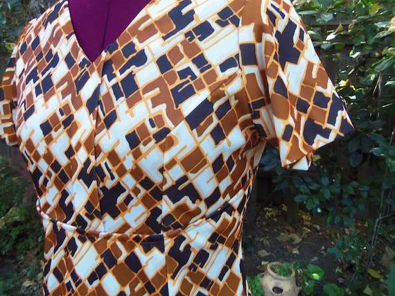 1970s Maxi Dress Abstract Op Art Maxi Dress 70s Ma