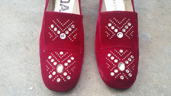 Velvet Pumps Red Velvet Pumps 1960s Red Velvet Pu… - image 7