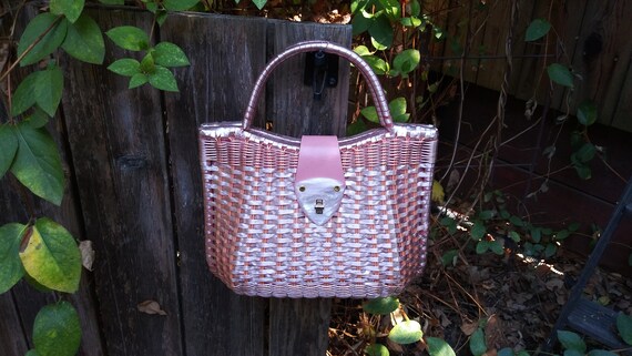 Vintage 1950s Vintage Wicker Handbag 1950 Wicker P