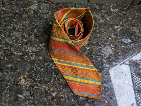 Vintage Retro Necktie 1960s 1970s Mens Necktie Ge… - image 3