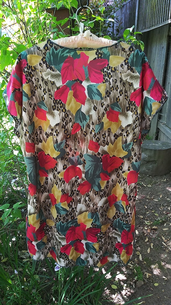 Vintage 1980s Leopard Print Tunic Top: Abstract F… - image 2