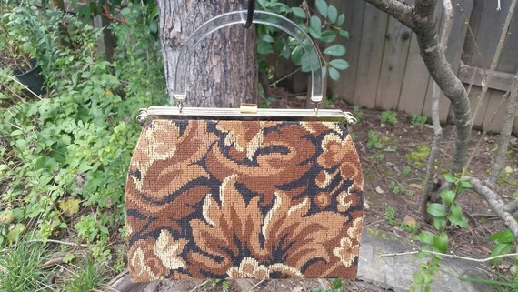 1960s Tapestry Handbag Vintage Floral Tapestry Mo… - image 2