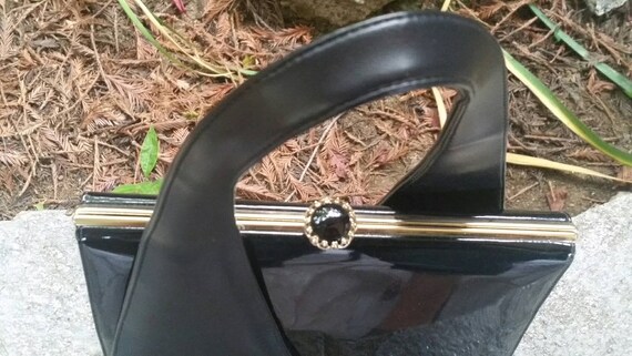 Bags by Francois Black Vinyl Purse Mod Black Purs… - image 3