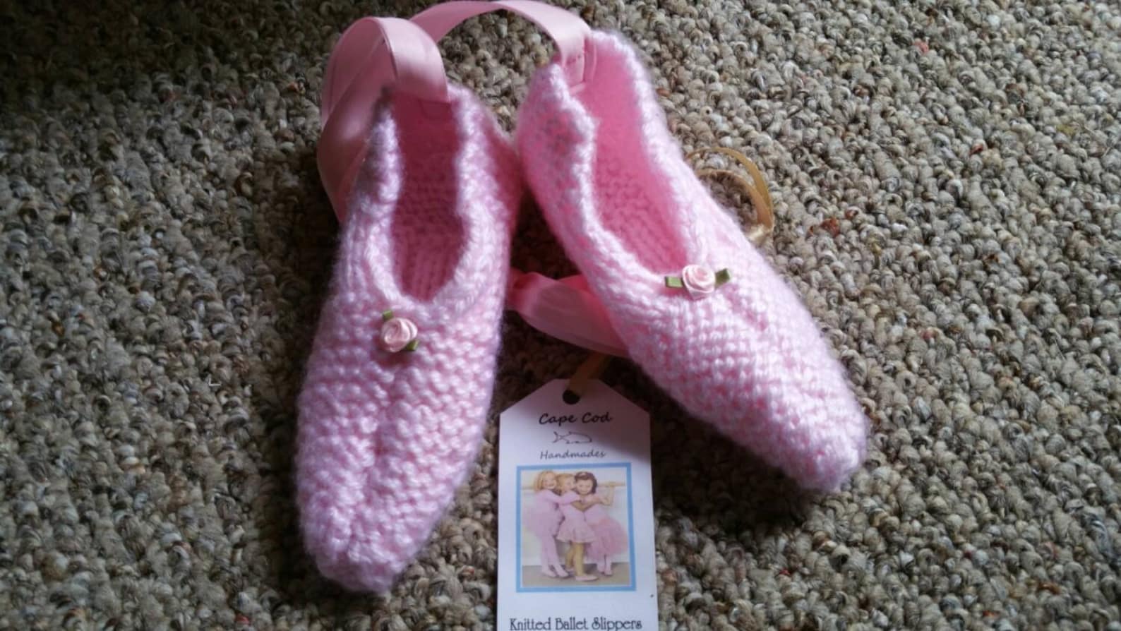 25% off children's knitted ballet slippers, ballerina shoes, handmade knitted slippers
