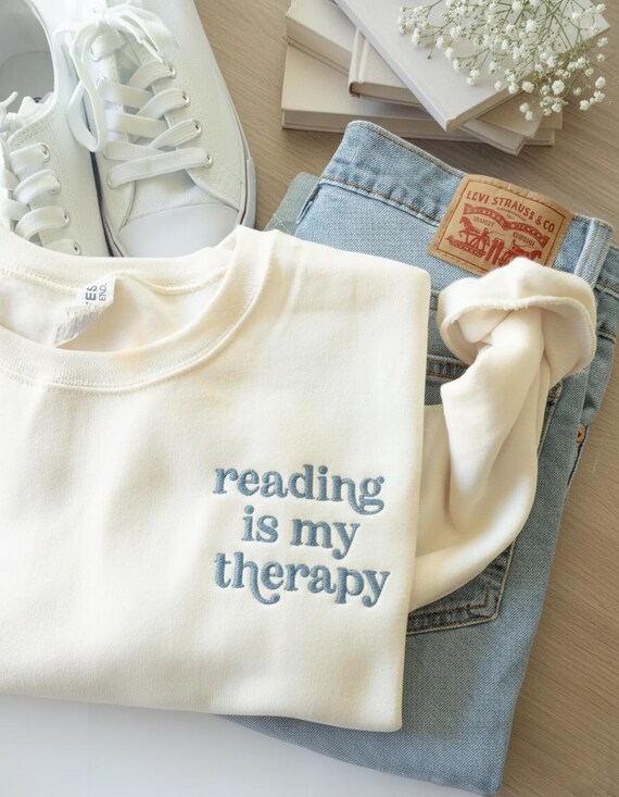 Embroidered Bookish Sweatshirt, Book Lover Gift, Librarian Sweatshirt, Minimalist Reading Gift, Bookworm Apparel, Funny Bookish Sweatshirt