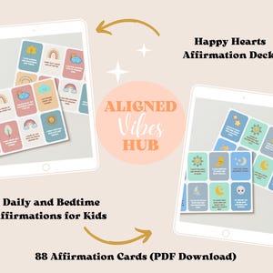 Glückliche Herzen Affirmation Deck für Kinder: Positivität im Alltag und Ruhe vor dem Schlafengehen Flash Karten - druckbare PDF für emotionales Wachstum und Freude