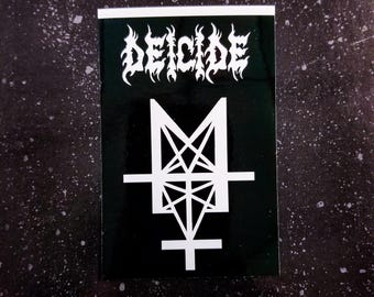 DEICIDE Sticker “Trifixion” Logo 4 x 2" [Weatherproof Vinyl Bumper Decal] [Death Metal Band Black Sodom Bathory Entombed Obituary Carcass]