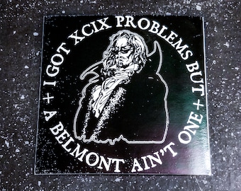 DRACULA Sticker Parody Logo - 4 x 4&quot; [Weatherproof Vinyl Bumper Decal] [&quot;I Got 99 Problems But a Belmont Ain&#39;t One&quot; Konami Vampire Killer]