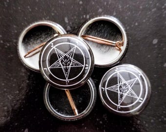 Sello BAPHOMET de 1 pulgada [Pin / Botón / Insignia] — [Magia Satanás Lucifer Samael Goetia Lilith Sellos]