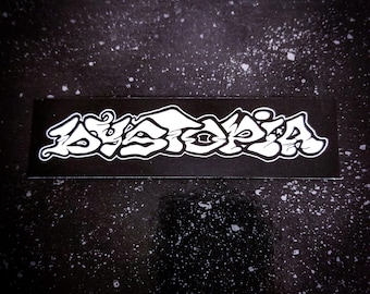 DYSTOPIA Sticker 5 x 1.33&quot; [Weatherproof Vinyl Bumper Decal] [Band Logo Disrupt Disfear Gauze Dbeat Gauze Gism Japan Punk Hardcore Crust]