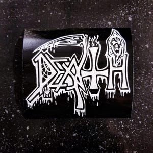 DEATH Sticker Early Logo 4 x 3&quot; [Weatherproof Vinyl Bumper Decal] [Metal Band Black Sodom Bathory Corpsegrinder Obituary Carcass Punk]