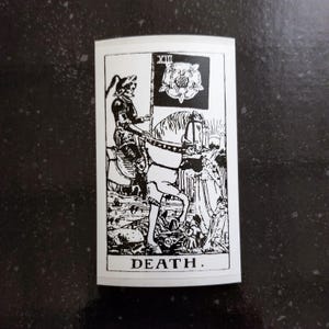 Mort 10 x 5 cm [autocollant/autocollant en vinyle résistant aux intempéries] carte de tarot divination occulte magie ésotérique sceau de la mort diable archange renaissance RWS