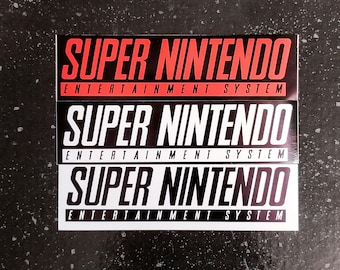 SUPER NINTENDO Sticker - 5 x 1.33&quot; [Weatherproof Vinyl Bumper Decal Logo] [SNES Famicom Vintage Retro Console 1990s 16-bit Classic]
