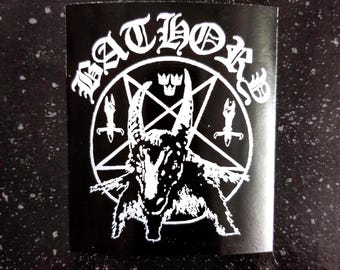 BATH Sticker “Goat Head” 4 x 3" [Weatherproof Vinyl Bumper Decal] [Black Metal Band Logo Death Sodom Candlemass Venom Carcass]