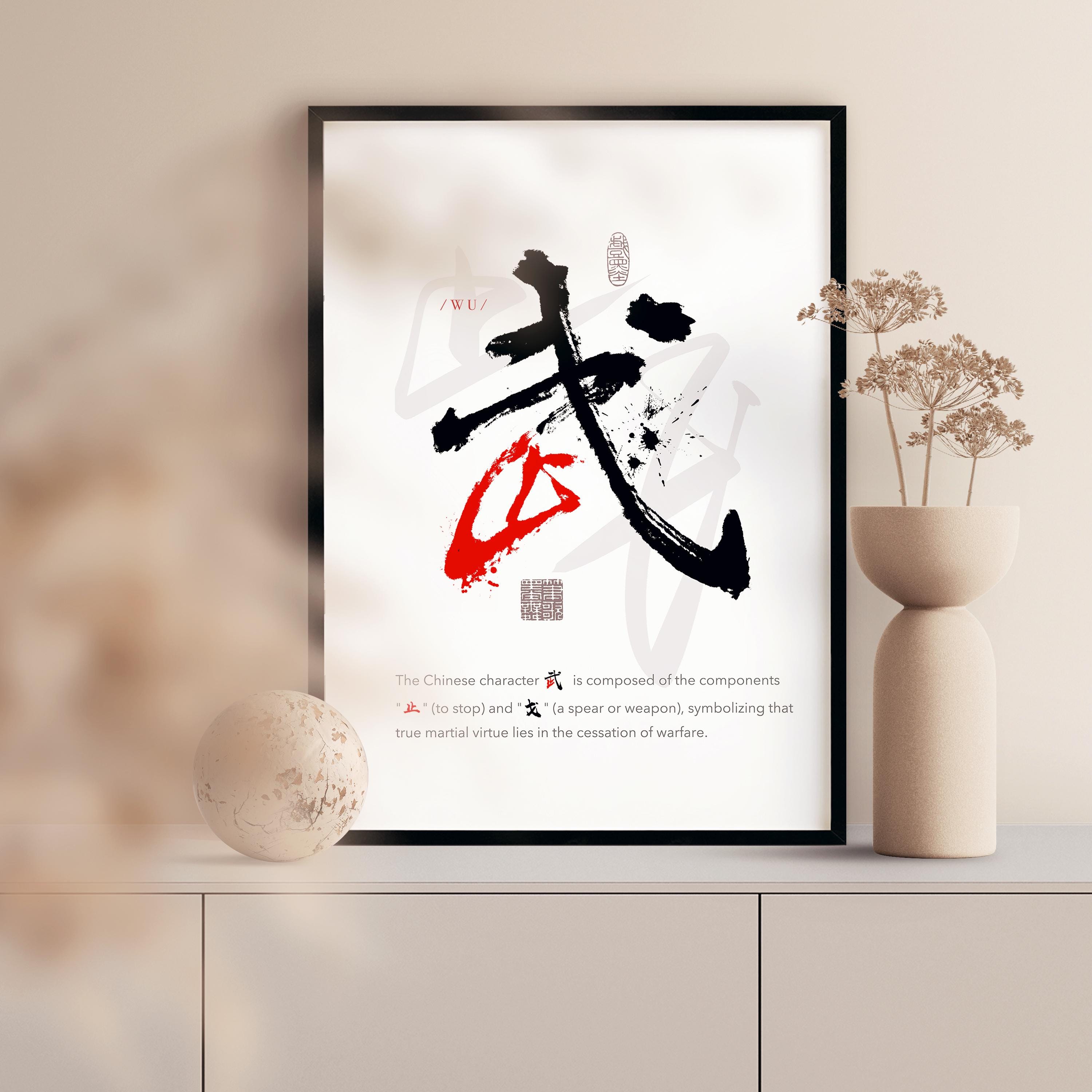 武 Martial Arts Calligraphy Poster, Inspirational Wall Art, Motivational ...