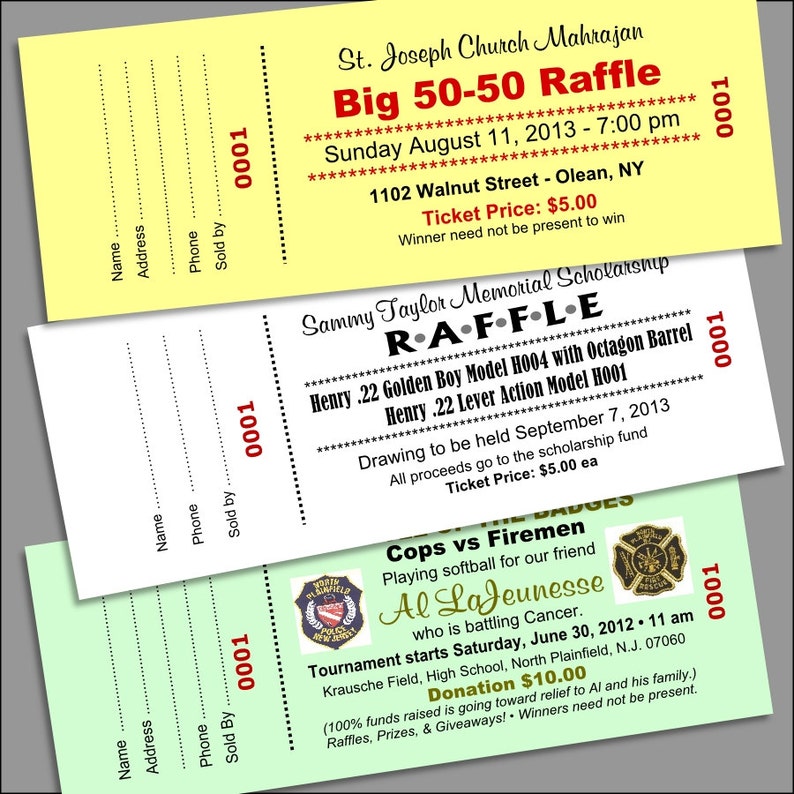 500 Card Stock Custom Raffle Tickets Preforated Stub Etsy