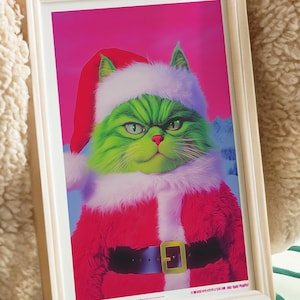 PAWS POP© Grinch Print, Digital Fine Art, Pop Cat Art Print, Cat Decor, Cute Cat Illustration, Printable Art, Aesthetic Art, Cat Lover Gift