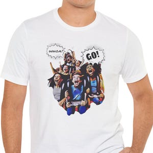 Comic Roller Coaster T-Shirt, Funny Theme Park Ride Tee, Amusement Park Graphic Shirt, Rollercoaster Lover Gift, Unisex Summer Top