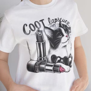 Make-up-Katze-T-Shirt, Katzen-Liebhaber-Shirt, Schönheits-Katzen-T-Shirt, Make-up-Liebhabergeschenk, lustige Kitty Spitze