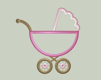 Baby Carriage Machine Embroidery Applique Design in THREE Sizes