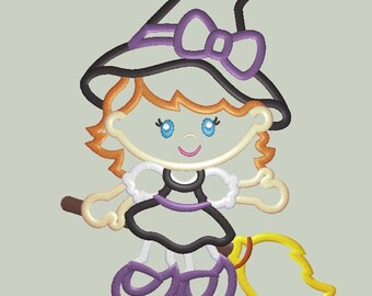 Cute Little Witch Applique Design