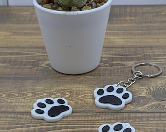 Llavero, etiqueta, huellas de patas de perro, etiquetas o llavero, lindo, adorable, divertido