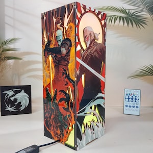 Lampada in legno The Witcher 3, lampada a LED stampata in 3D The Witcher, decorazione per la sala giochi, regalo per gli amanti di The Witcher, regalo per gli amanti dei giochi di ruolo d'azione, regali per i giocatori
